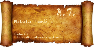 Mikola Tamás névjegykártya